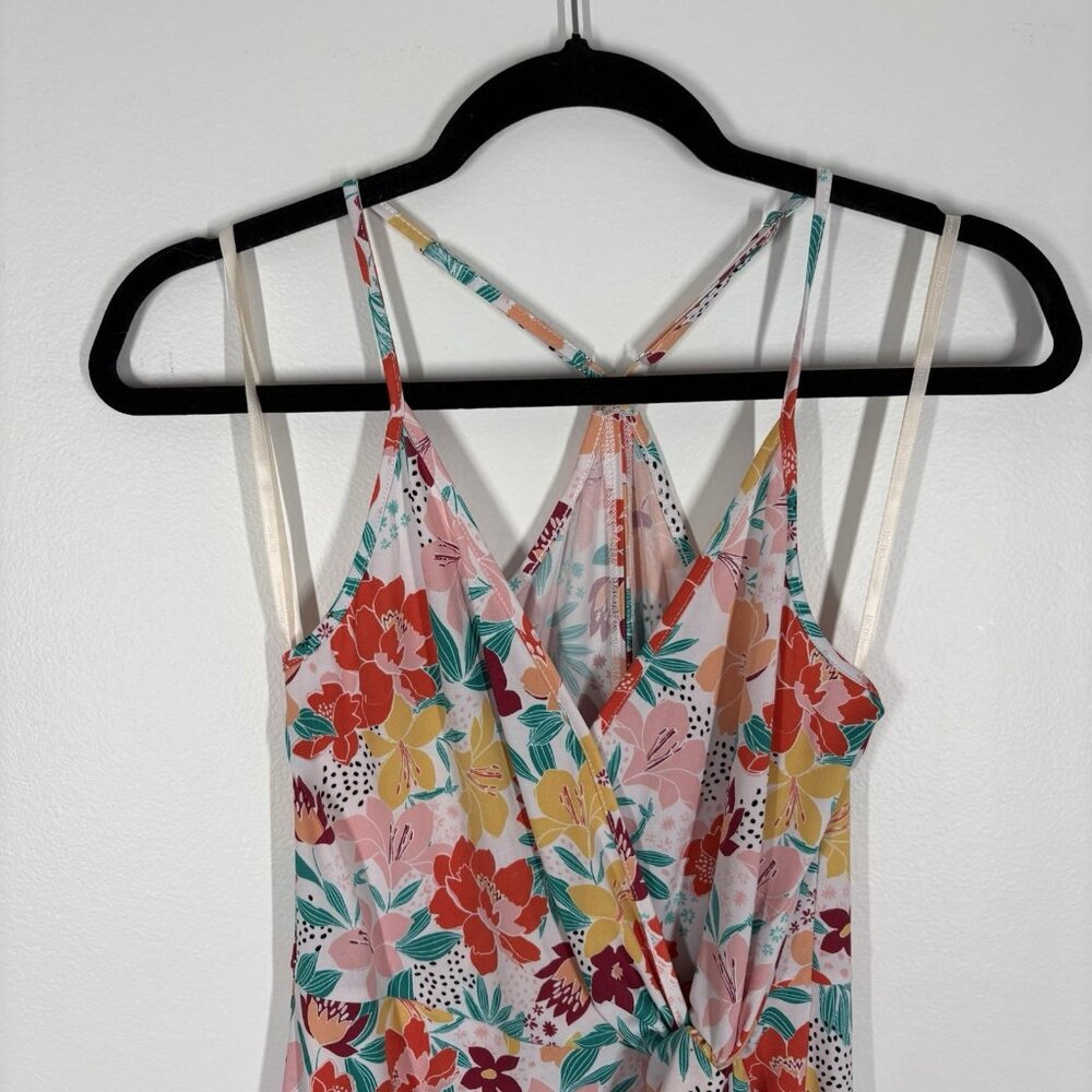 BCBGeneration Women S Tropical Colorful 2D Floral Surplice Mini Dress NWT - Picture 6 of 14